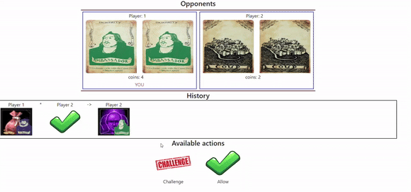 Animated gif which shows glare on cards during influence loose event.